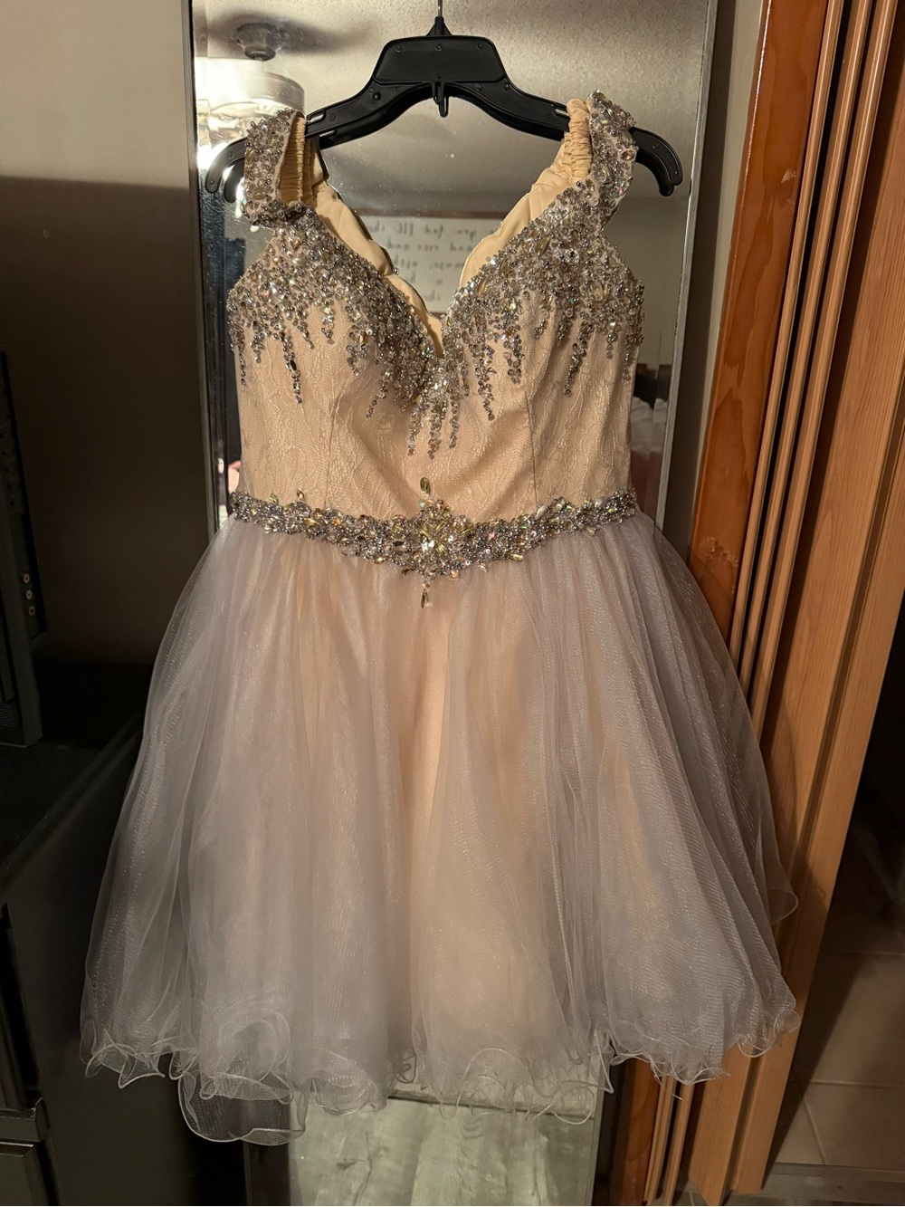 Women’s Champagne Tulle Dress with Sequin diamond Bodice